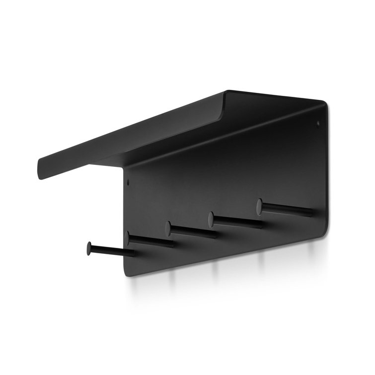 Ebern Designs Latoshia 5 Hook Wall Mounted Coat Rack with Storage in